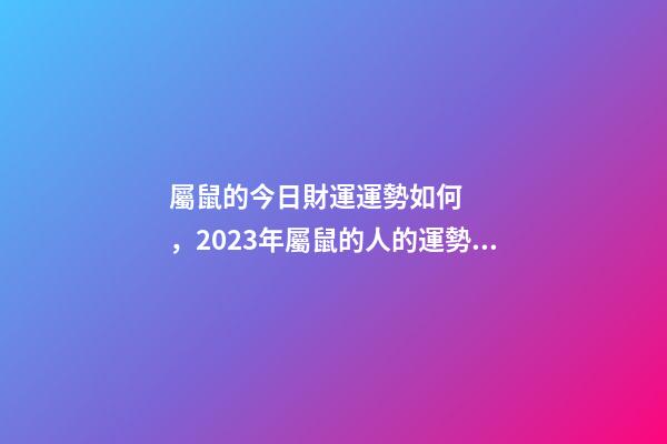 屬鼠的今日財運運勢如何，2023年屬鼠的人的運勢指南-事業(yè)有成